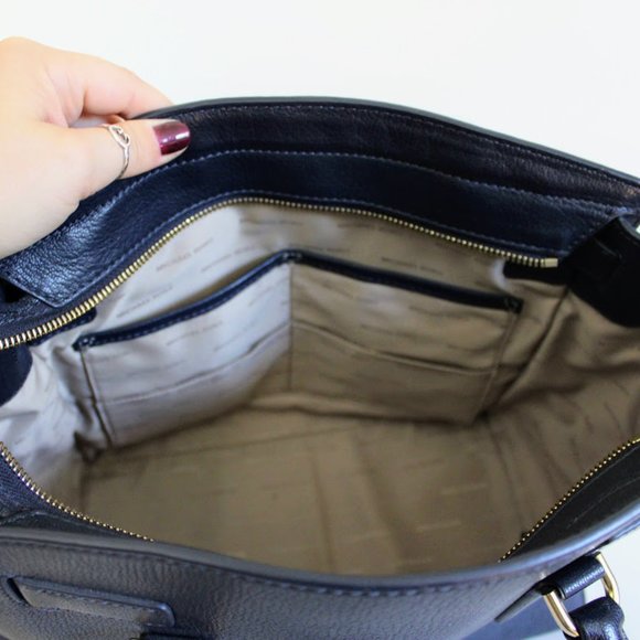 Michael Kors Hamilton Navy Blue Large Leather Satchel with Removable Strap - Picture 9 of 15